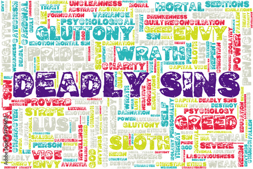 Tag cloud related to seven deadly sins