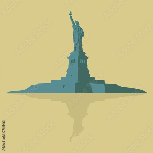 New York, the Statue of Liberty on a light background.