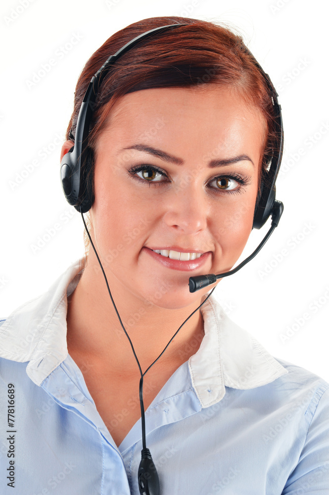 Call center operator isolated on white. Customer support Call center operator isolated on white. Customer support