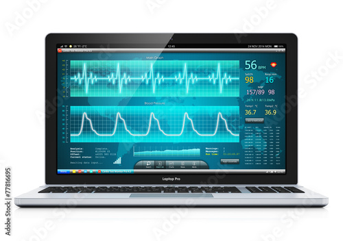 Laptop with medical cardiological diagnostic software