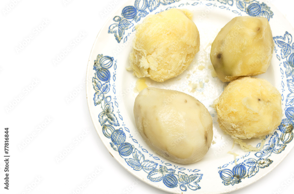 Boiled potatoes on a plate. Photo. Boiled potatoes on a plate. Photo.
