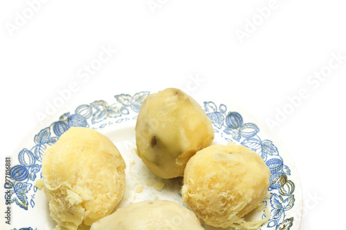 Boiled potatoes on a plate. Photo. photo