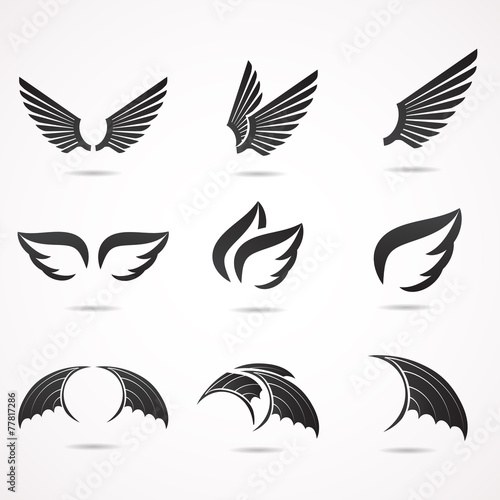 Wing vector icon set.