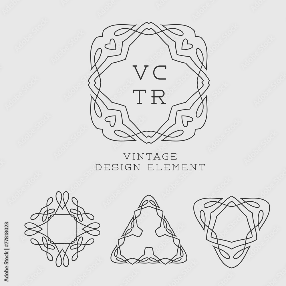 Vector set of outline emblems and badges Vector set of outline emblems and badges