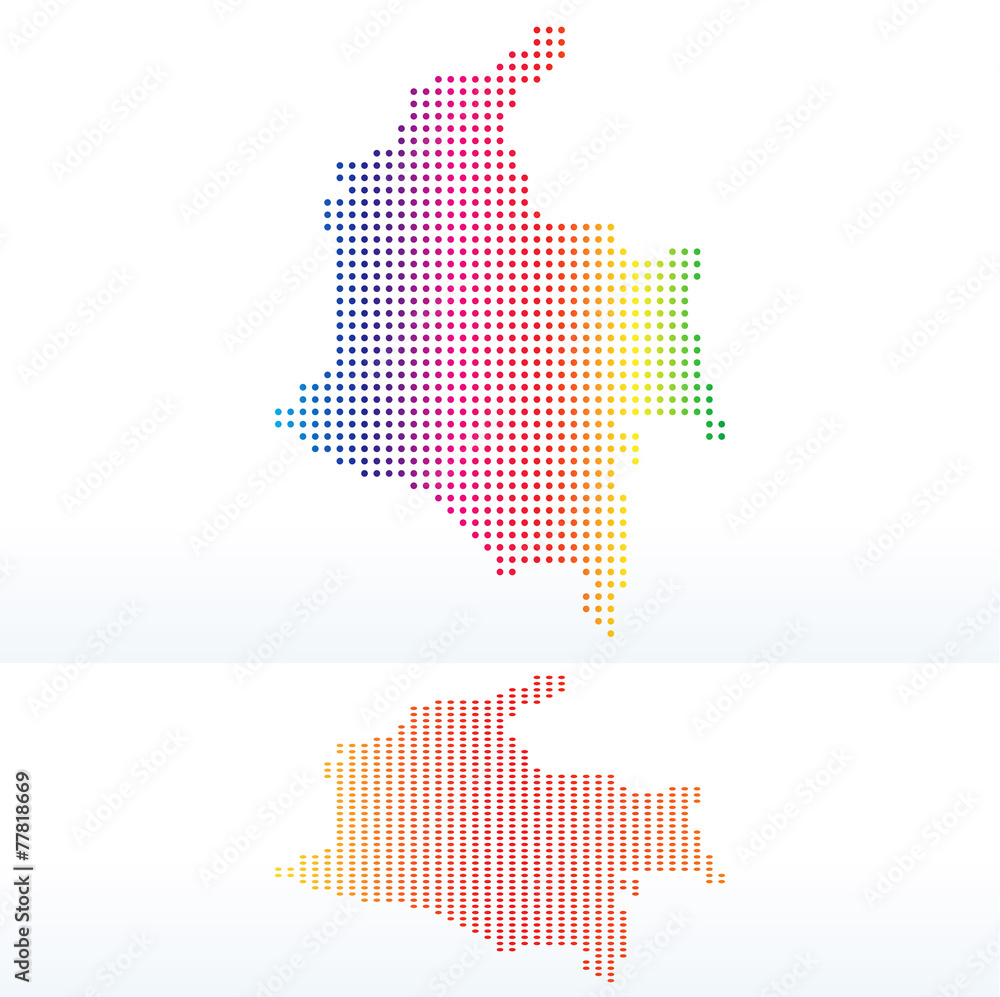 Map of Republic of Colombia with with Dot Pattern