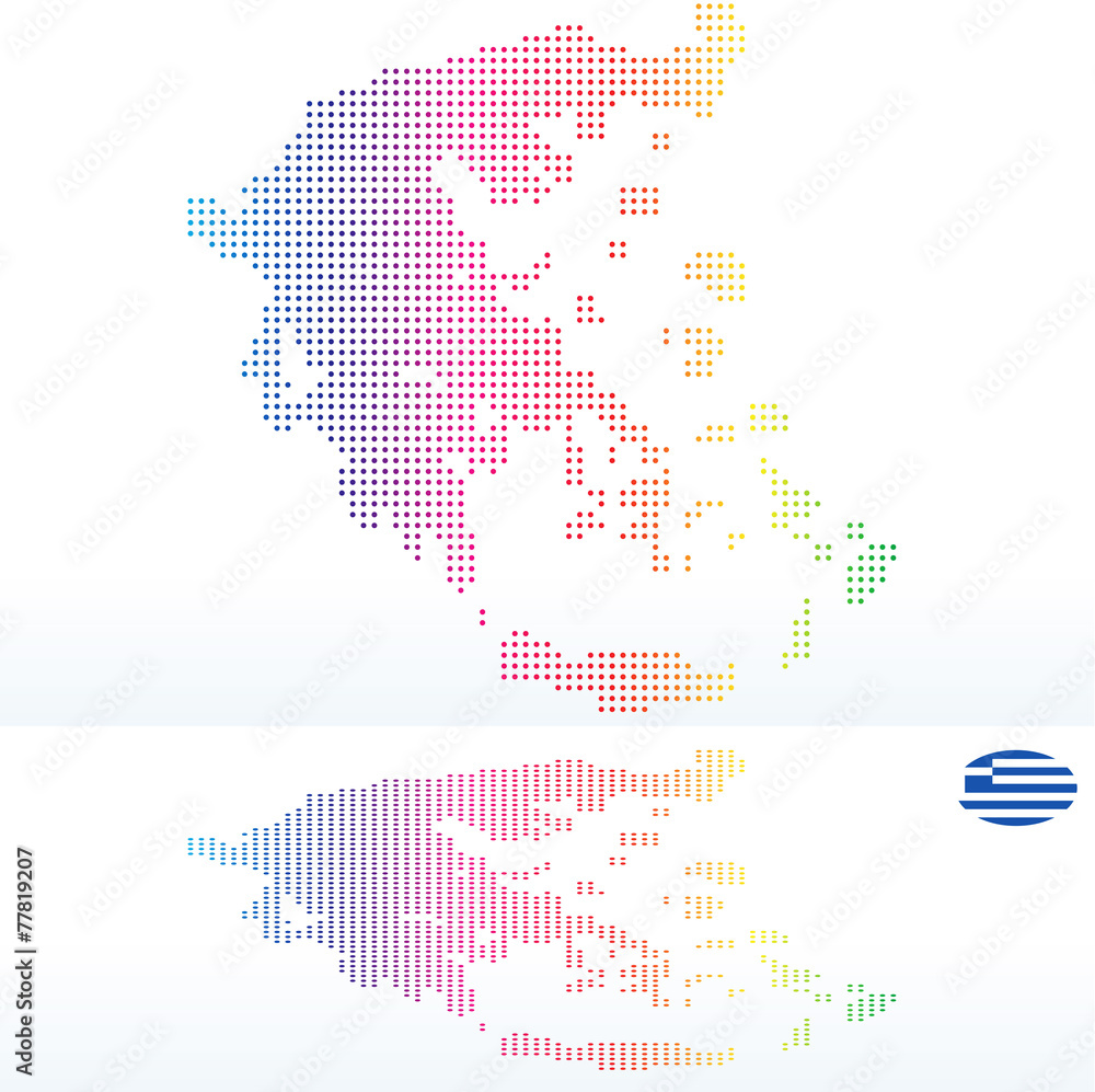 Map of Hellenic Republic, Greece with with Dot Pattern