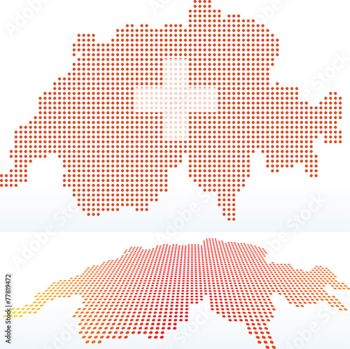 Map of Switzerland, Swiss Confederation with with Dot Pattern