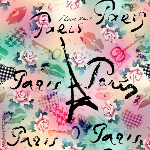 Collage in retro scrapbooking style with original inscriptions w
