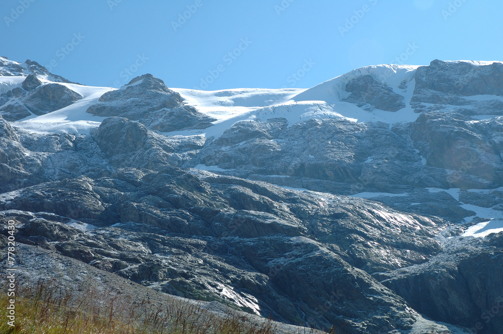 Peaks in snow nearby Grindelwald in Switzerland