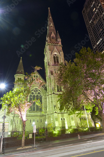 Scots Church in Melbourne at night time Victoria, Australia