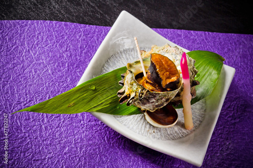Obraz na plátně さざえのつぼ焼き　 grilled turban shell japanese food