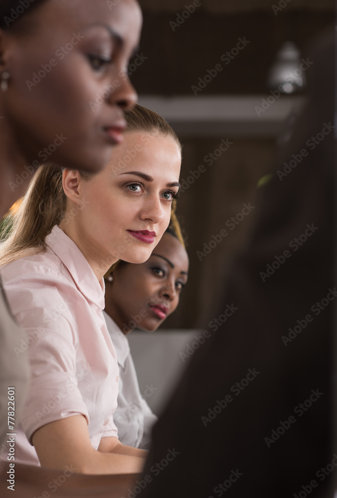 Fototapeta premium Business people sitting in a row