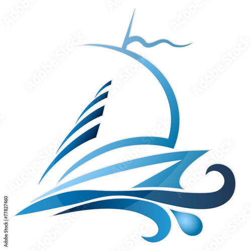 Sport yacht on waves