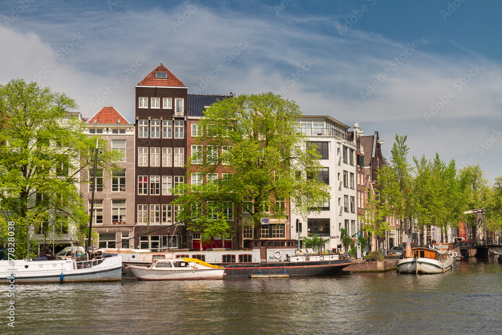 Obraz premium Amstel riverbank, Amsterdam