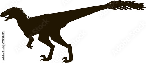Velociraptor with feathers silhouette