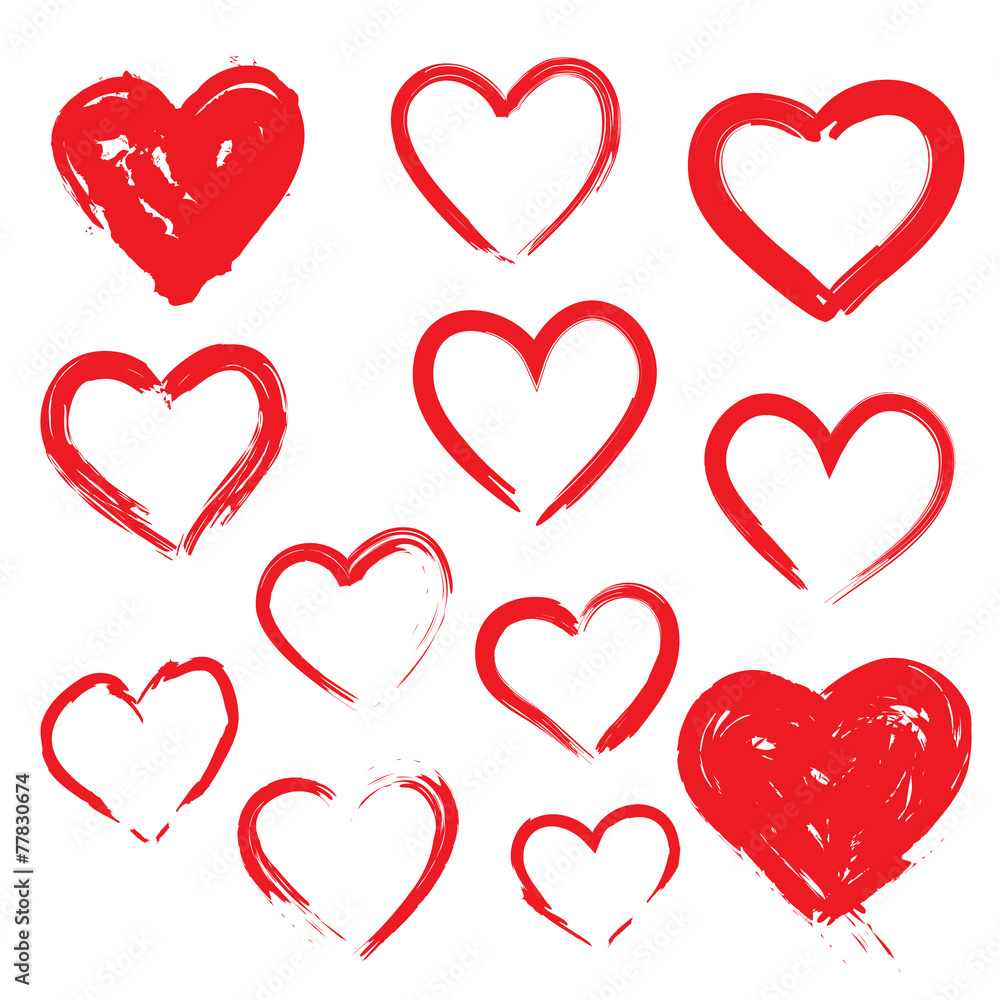 Vector hearts set. Hand drawn. Vector hearts set. Hand drawn.