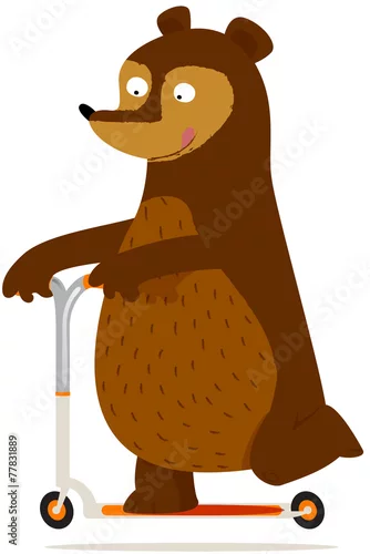 Naklejka na ścianę niedźwiedź na skuterze