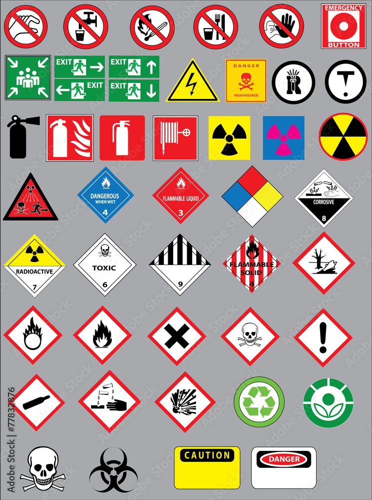 Colection of warning and safety signs Stock Vector | Adobe Stock