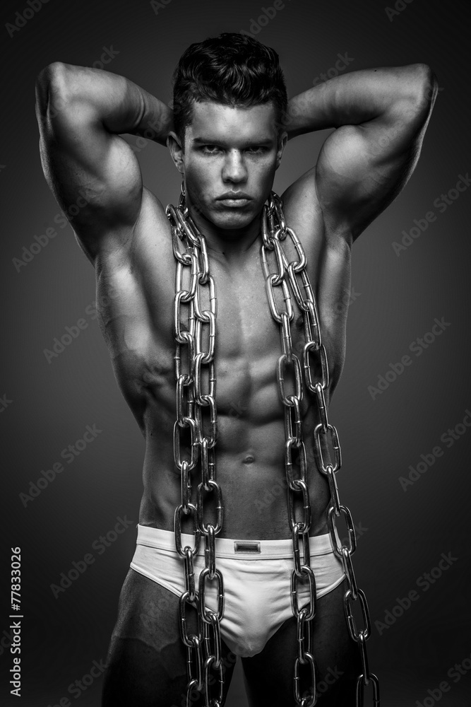 Brutal guy with steel chain