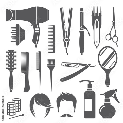 Hairdressing equipment symbols