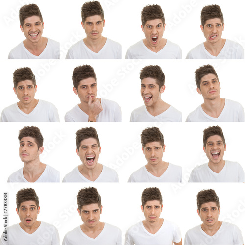 set of male facial expressions
