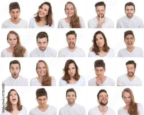 set of different male and female faces photo