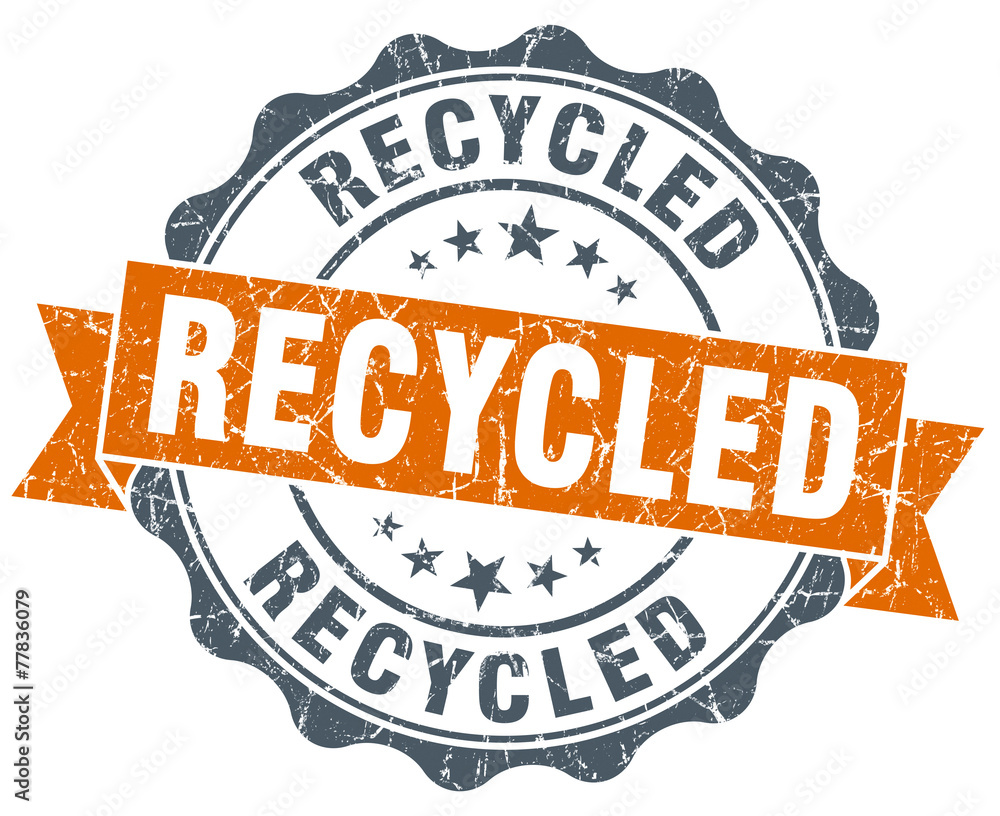 Obraz premium recycled vintage orange seal isolated on white