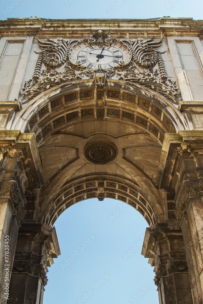 Detail of Rua Augusta Arch, Lisbon, Portugal