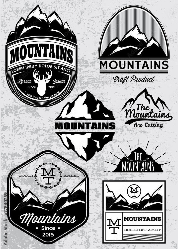 Obraz premium set of templates for emblems with mountains
