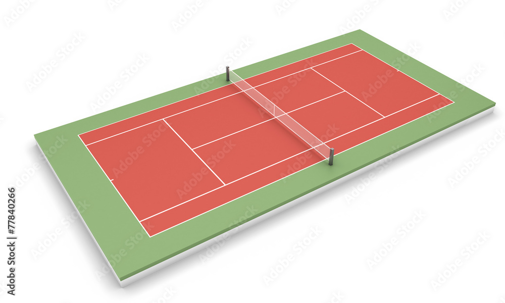 Tennis court on a white Tennis court on a white