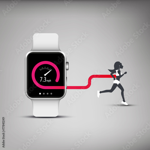 Fitness tracker app for smart watch concept with speed