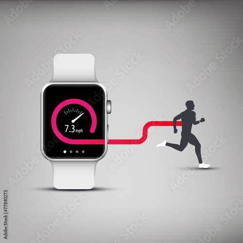 Fitness tracker app for smart watch concept with speed
