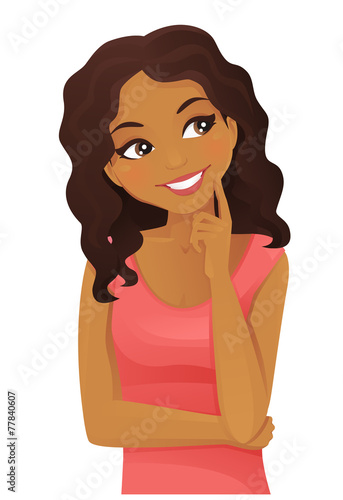 Black woman thinking looking up