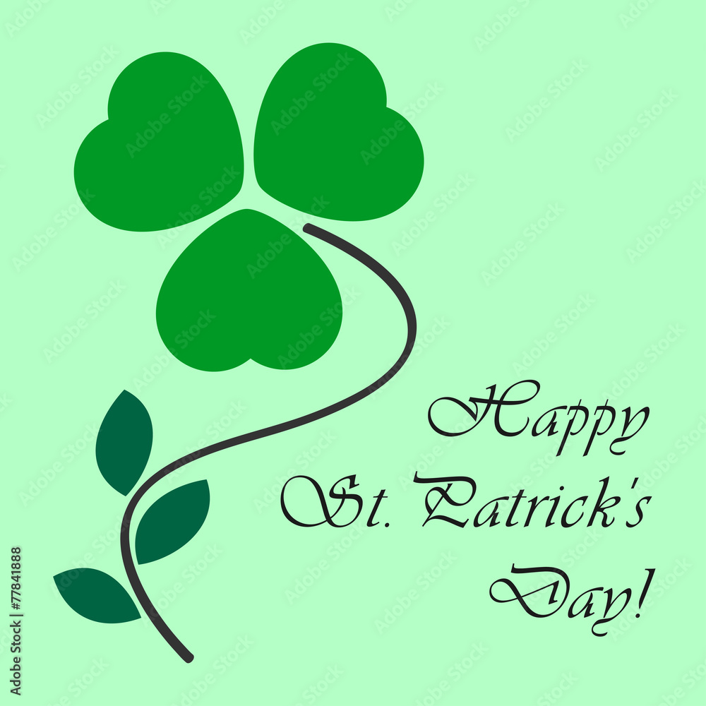St Patricks card with shamrock and text St Patricks card with shamrock and text