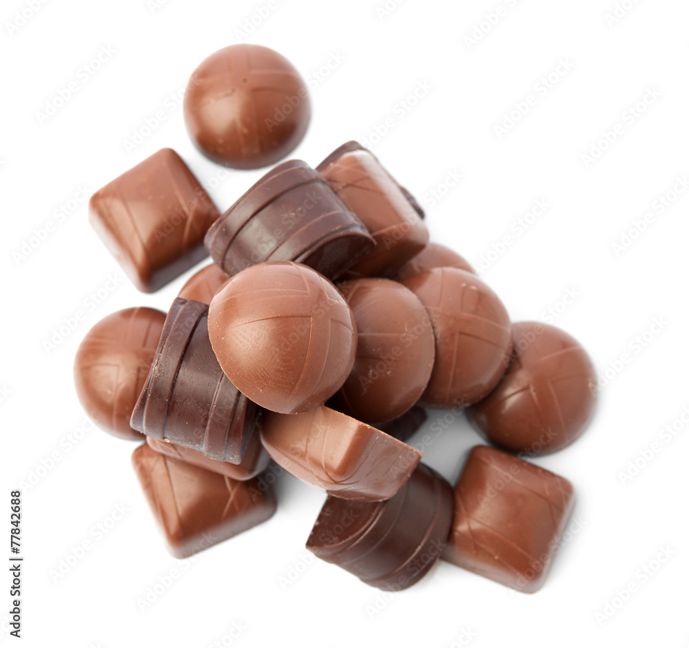 Obraz premium Dark chocolate on a white background