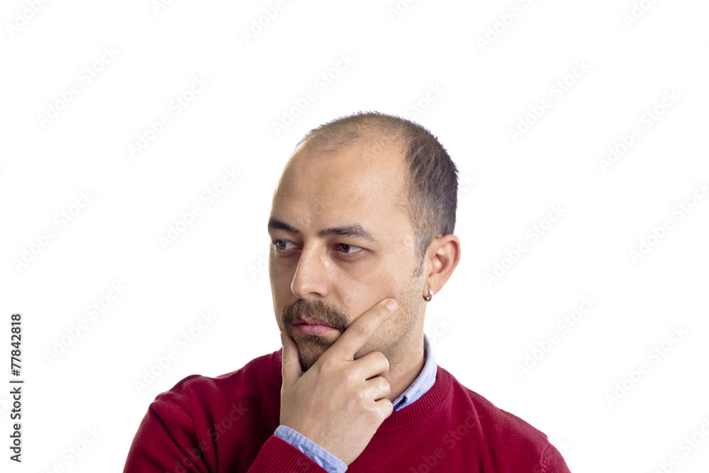thinking man looking left isolated thinking man looking left isolated