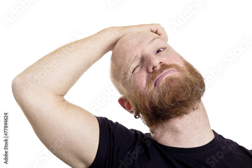 man thinking scratching head isolated