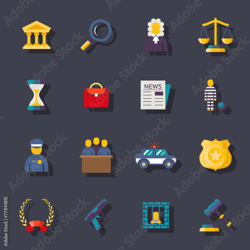 Flat law icons set