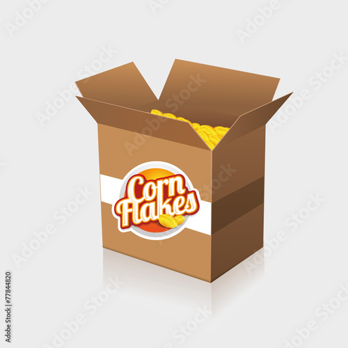 Corn flakes vector label on box