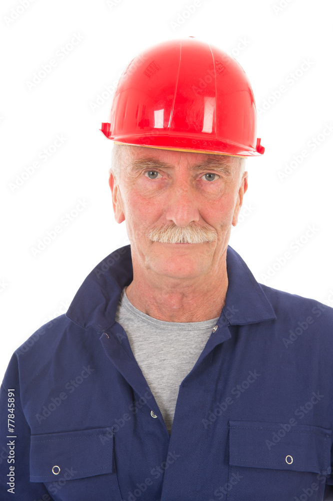 man in blue overall with red helmet man in blue overall with red helmet