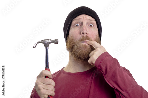 hit finger with hammer isolated