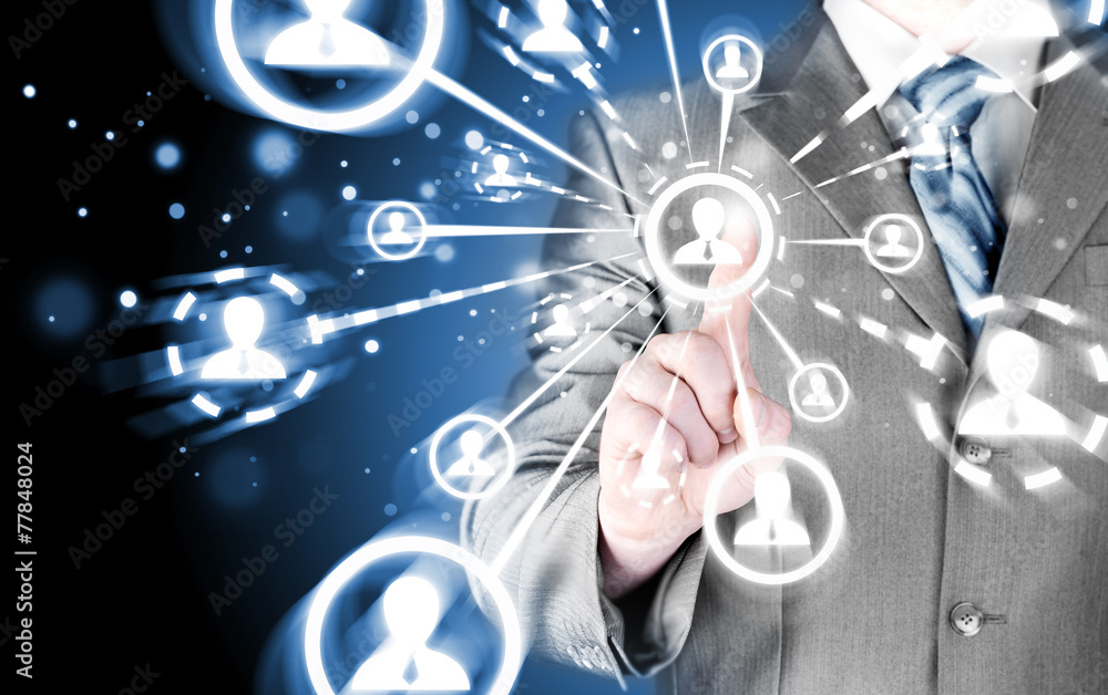 man hand pressing social media icon man hand pressing social media icon