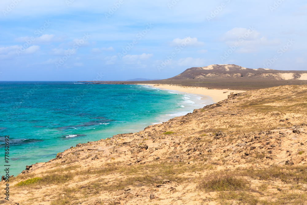 Landscape with beach, the sea and the clouds in the blue sky, Bo Landscape with beach, the sea and the clouds in the blue sky, Bo