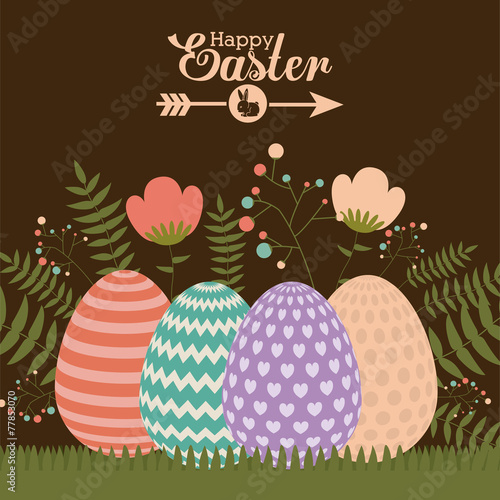 Happy easter card design, vector illustration.