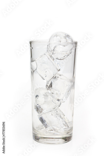 ice in glass on white background