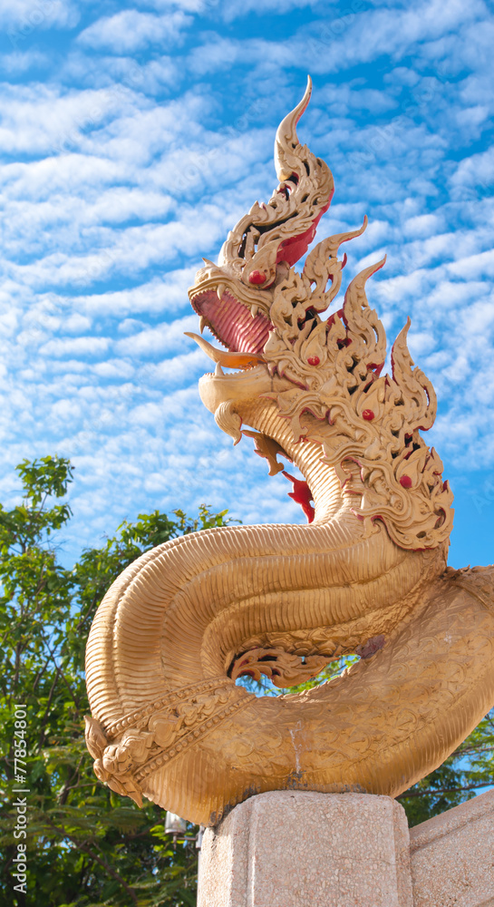 Fototapeta premium Closeup Naga statue at the temple