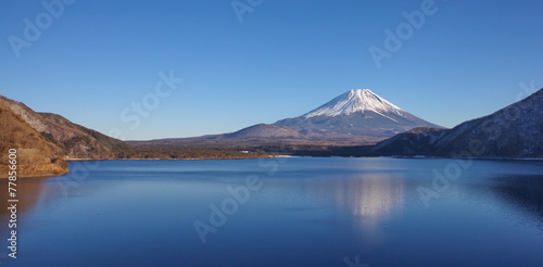 Mountain Fuji in winter season from Motosu lake