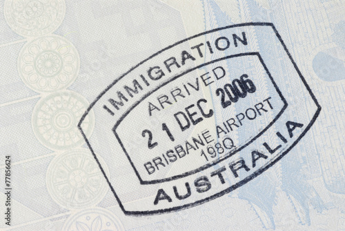 Foto Australian immigration arrival passport stamp photo
