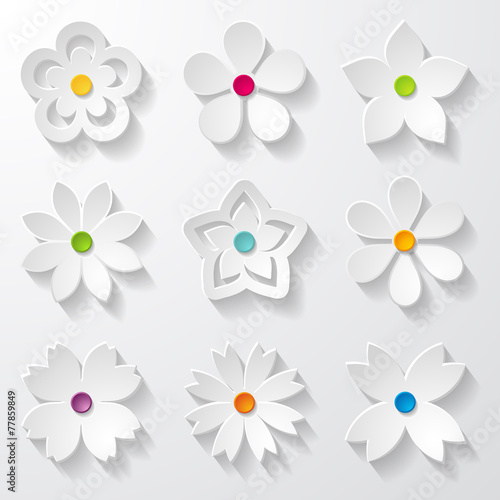 set of paper flowers