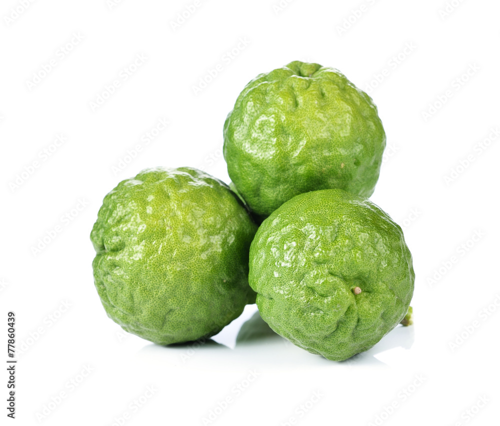 Fototapeta premium Bergamot (Kaffir lime) isolated on white background